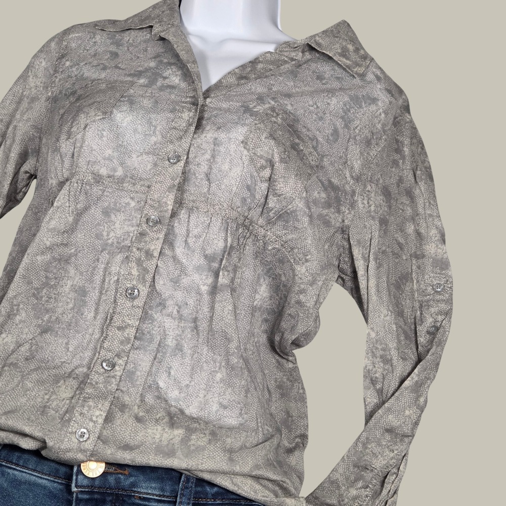 Miley Cyrus x Max Azria NEW VTG Y2K Junior Large Printed Lace Tunic Stone Gray